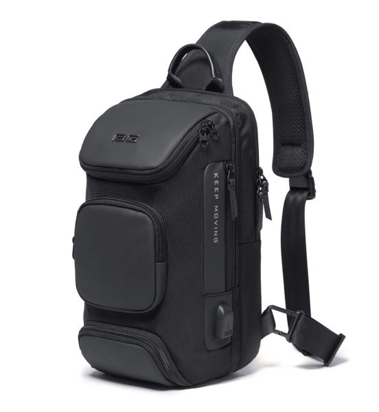 Τσαντάκι Ώμου Χιαστί Bange 7086 Μαύρο – Αδιάβροχο Crossbody με USB – Οργάνωση & Αντικλεπτική Προστασία
