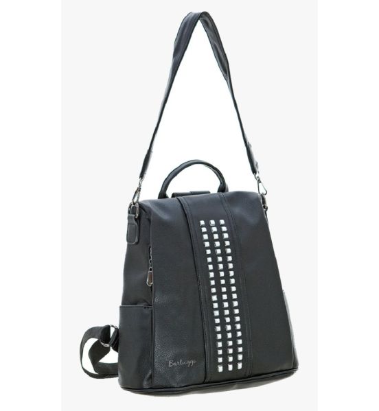 Rock Glam: Γυναικείο Αντικλεπτικό Backpack με Διακοσμητικά Τρουκς & Έξτρα Ιμάντα BARTUGGI 718-5305 Μαύρο