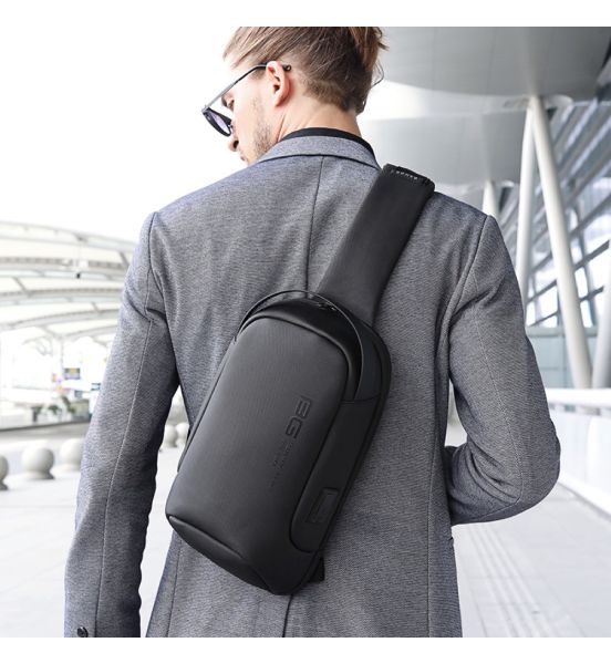 Τσαντάκι Ώμου Χιαστί Bange 7221 Μαύρο – Αδιάβροχο Crossbody με USB & Ιταλικό Design