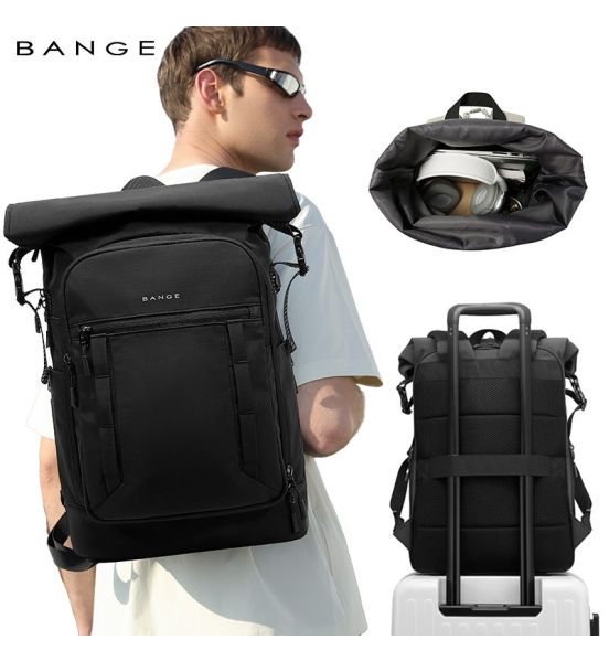 Επαγγελματικό Σακίδιο Πλάτης Roll Top Bange 8109 Μαύρο | Αδιάβροχο 18L | Φοιτητών & Επαγγελματιών