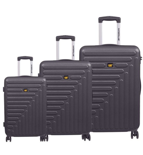 Σετ Βαλιτσών 3 Τεμαχίων Caterpillar Rockford 84683-01 Set3 Μαύρο – Καμπίνα + Μεσαία + Μεγάλη, με TSA & 4 Διπλούς Τροχούς