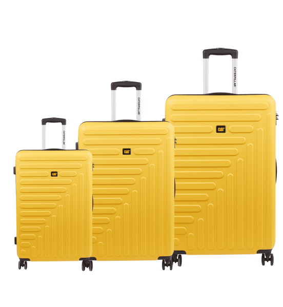 Σετ Βαλιτσών 3 Τεμαχίων Caterpillar Rockford 84683-42 Set3 Κίτρινο – Καμπίνα + Μεσαία + Μεγάλη, με TSA & 4 Διπλούς Τροχούς