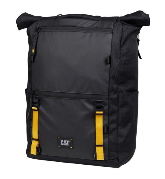 Αδιάβροχο Σακίδιο Πλάτης CATERPILLAR Utility X Rolltop 84840-01 Μαύρο 28L | Ανθεκτικό Urban Backpack με Πλαϊνή Πρόσβαση