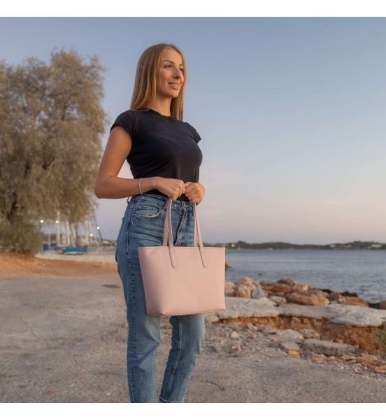 Γυναικεία Τσάντα Ώμου Shopper Pierre Loues 914-62 Ροζ | Ασφαλές Φερμουάρ & Ιμάντες Microfiber | Απόλυτη Οργάνωση & Στυλ