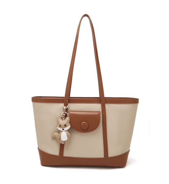 Γυναικεία Τσάντα Shopper Ώμου Foxer 9151041F Μπέζ/Καφέ | Μεγάλη Χωρητικότητα Με Διπλό Κλείσιμο | Έξυπνη Οργάνωση & Στυλ