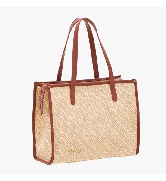 Γυναικεία Τσάντα Ώμου Bartuggi 600-1147-4 Μπεζ | Shopping Bag από Ψάθα & PU με 3 Τσέπες | Η Απόλυτη Καλοκαιρινή Τσάντα
