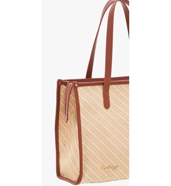Γυναικεία Τσάντα Ώμου Bartuggi 600-1147-4 Μπεζ | Shopping Bag από Ψάθα & PU με 3 Τσέπες | Η Απόλυτη Καλοκαιρινή Τσάντα