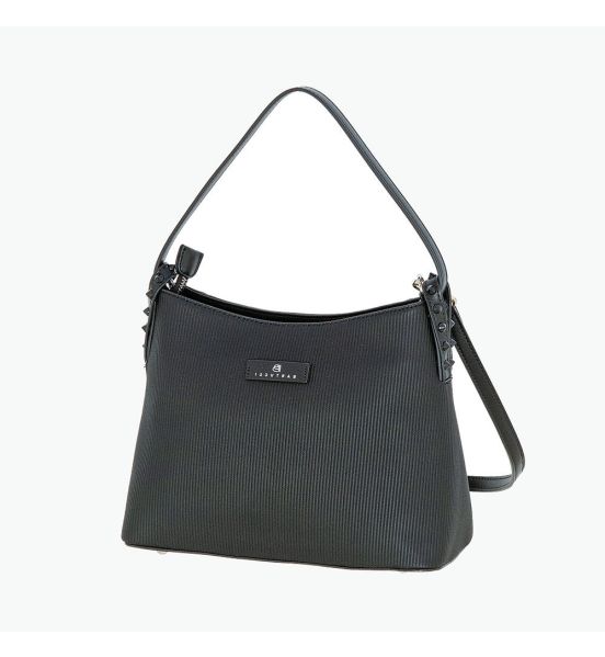 Γυναικεία Τσάντα Ώμου BARTUGGI 718-112753-Black με Ριγέ Pattern (27×22×12 cm)