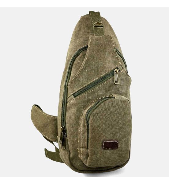 Τσαντάκι Χιαστί / Στήθους RCM 950728 Χακί Crossbody Casual, από Ύφασμα Καμβά με Πολλαπλές Θήκες