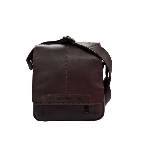 Ανδρικό Δερμάτινο Τσαντάκι Ώμου Chesterfield Remy C48.055000 Καφέ – Premium, Κομψό με Καπάκι & Φερμουάρ