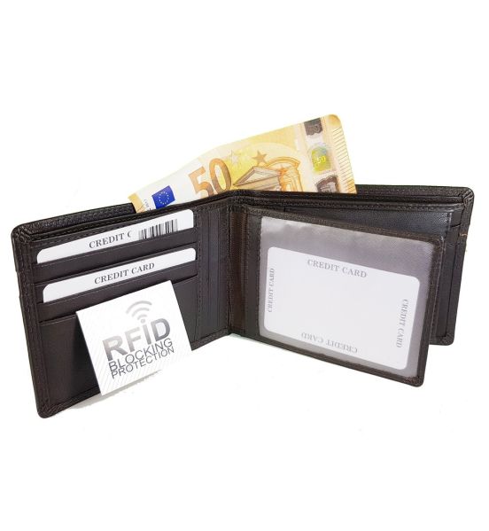 Δερμάτινο Ανδρικό Πορτοφόλι ARMONTO 8405 Καφέ με RFID Προστασία, Κομψό & Πρακτικό
