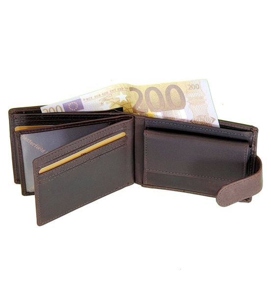 Ανδρικό Δερμάτινο Πορτοφόλι Μικρό Chesterfield C08.051101 Καφέ – Yamba με RFID Προστασία & Vintage Δέρμα