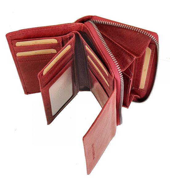 Γυναικείο Δερμάτινο Πορτοφόλι Chesterfield Hanoi C08.037204 Κόκκινο με RFID Προστασία – Premium Wax Pullup Δέρμα