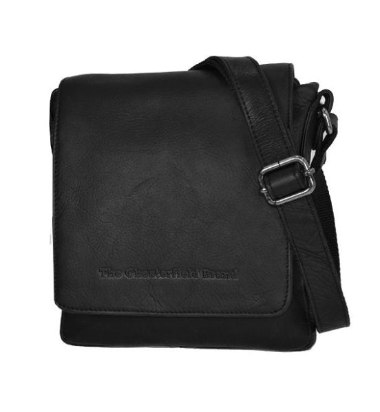 Δερμάτινο Ανδρικό Τσαντάκι Ώμου Chesterfield C48.071000 Μαύρο – Premium Pull-Up Δέρμα, Ανθεκτικό & Vintage