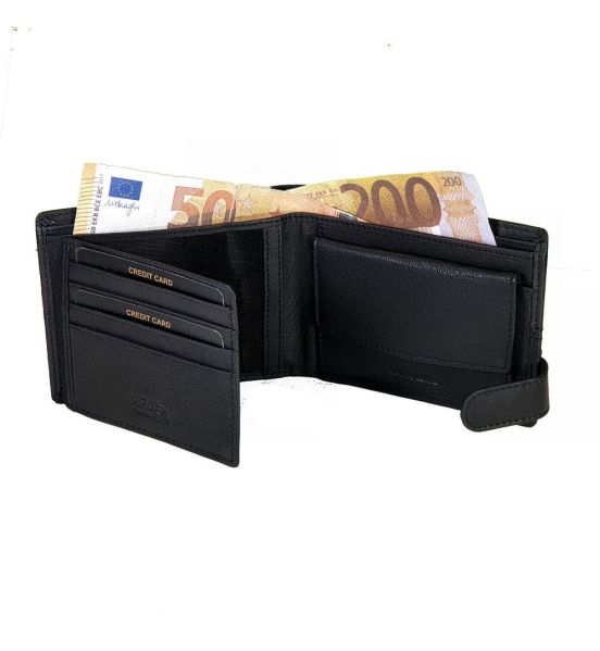Ανδρικό Δερμάτινο Πορτοφόλι Diplomat MN708 Μαύρο RFID Safe | 2 Διαφάνειες – Κατάλληλο για Ταυτότητα