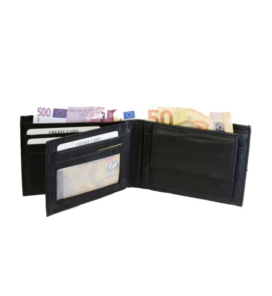 Ανδρικό Δερμάτινο Πορτοφόλι GINIS CG-1335 Μαύρο – RFID Προστασία, 5 Κάρτες, & Θέση Ταυτότητας