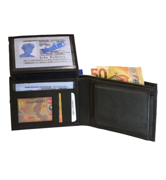 Ανδρικό Δερμάτινο Πορτοφόλι GINIS CG-1338 Μαύρο – RFID Προστασία & Πολλές Θήκες – Πρακτικό & ανθεκτικό