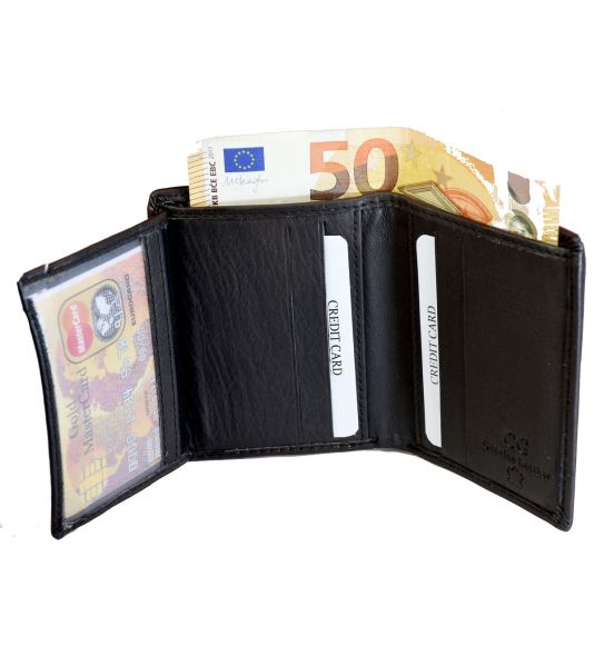 Δερμάτινη Καρτοθήκη GINIS CG-411 Μαύρο – RFID Προστασία & Θέση Χαρτονομισμάτων – Όρθιο Design
