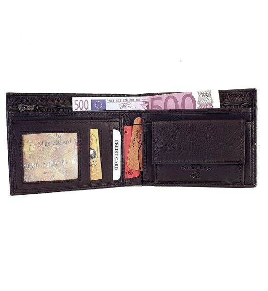 Ανδρικό Δερμάτινο Πορτοφόλι Λεπτό Ginis CG9 Καφέ | RFID Προστασία, Slim & Compact Μέγεθος