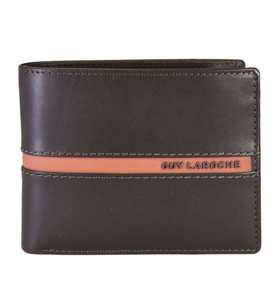 Δερμάτινο Ανδρικό Πορτοφόλι Guy Laroche 38503 Dark Brown | Slim 1.5cm, RFID Προστασία & 3 Θέσεις Χαρτονομισμάτων