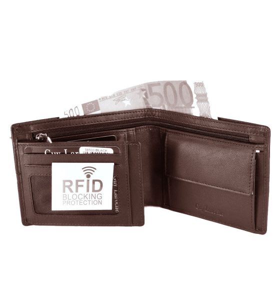 Δερμάτινο Ανδρικό Πορτοφόλι Guy Laroche 38503 Light Brown | Slim 1.5cm, RFID Προστασία & 3 Θέσεις Χαρτονομισμάτων