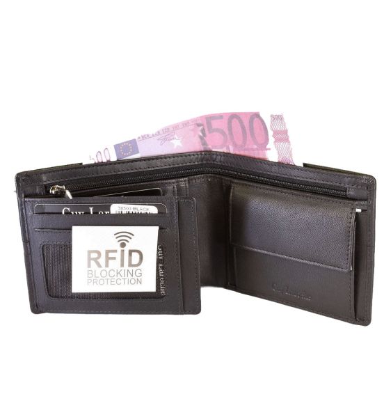 Δερμάτινο Ανδρικό Πορτοφόλι Guy Laroche 38503 Dark Brown | Slim 1.5cm, RFID Προστασία & 3 Θέσεις Χαρτονομισμάτων