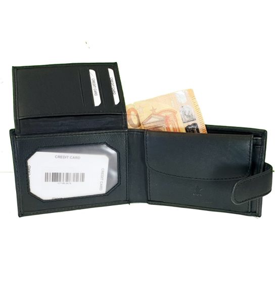 Ανδρικό Δερμάτινο Πορτοφόλι RCM 637 Μαύρο με RFID Προστασία