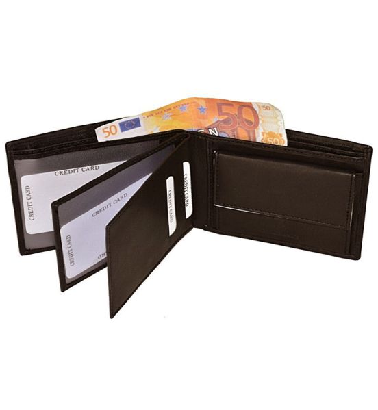 Ανδρικό Δερμάτινο Πορτοφόλι RCM 935 Μαύρο με RFID Προστασία & Πολλές Θήκες