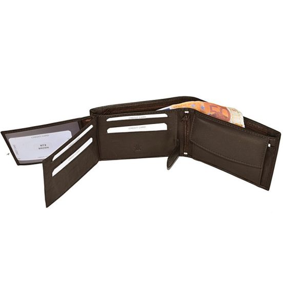 Ανδρικό Δερμάτινο Πορτοφόλι RCM 972 Καφέ με RFID Προστασία & Διπλό Φύλλο