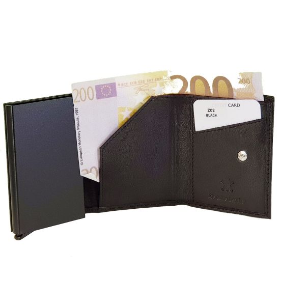 Δερμάτινη Μεταλλική Καρτοθήκη RCM Z02 Μαύρο με RFID Προστασία Anti-Theft Design