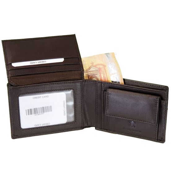 Ανδρικό Δερμάτινο Πορτοφόλι RCM Z34 Καφέ με RFID Προστασία