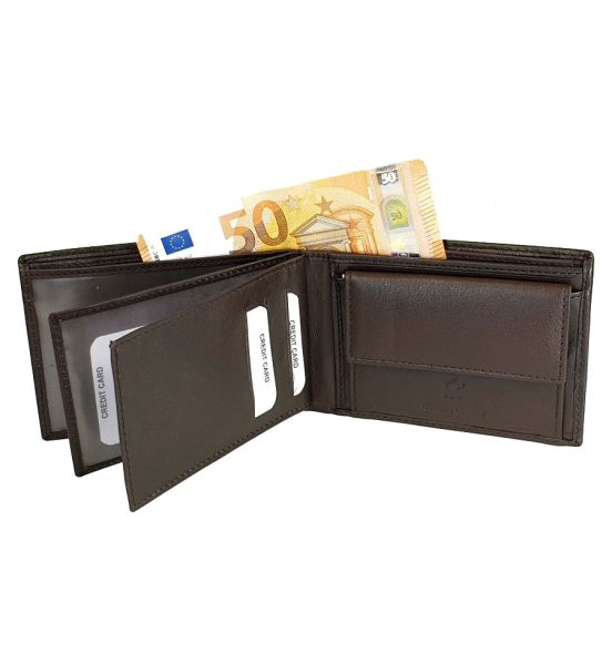 Δερμάτινο Ανδρικό Πορτοφόλι RCM Z35 Μαύρο - με RFID Προστασία & Πολλαπλές Θέσεις