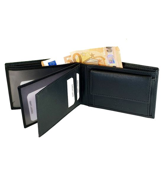 Δερμάτινο Ανδρικό Πορτοφόλι RCM Z35 Μαύρο - με RFID Προστασία & Πολλαπλές Θέσεις