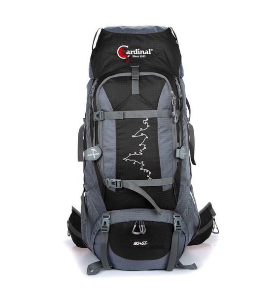 Ορειβατικό Σακίδιο Πλάτης Cardinal 630 Μαύρο 80+5L – Για Πεζοπορία & Πολυήμερα Ταξίδια – Ανθεκτικό & Εργονομικό