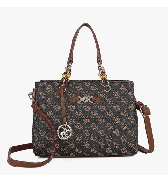 Κομψή Fashion Τσάντα Ώμου Beverly Hills Polo Club BH4661 με Εσωτερικό Χώρισμα (PU Leather) Καφέ