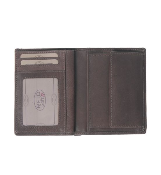 Ανδρικό Δερμάτινο Πορτοφόλι Chesterfield C08.017400 Καφέ Όρθιο – Wax Pull Up Δέρμα με RFID Προστασία