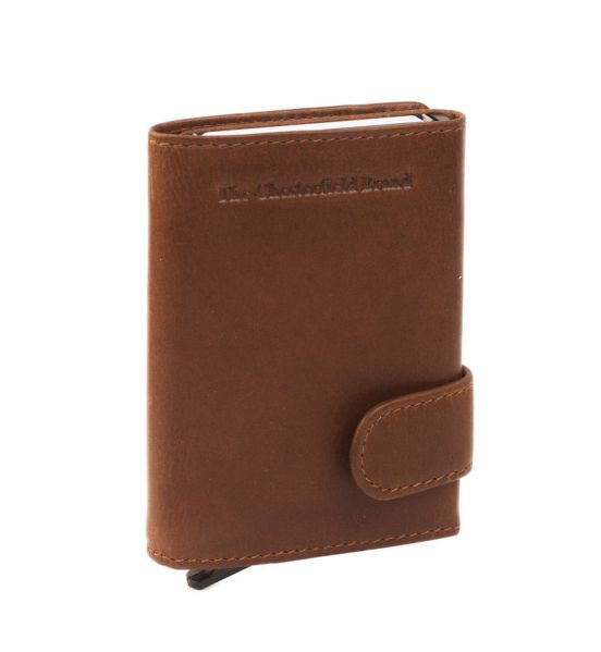 Δερμάτινη Μεταλλική Καρτοθήκη Chesterfield C08.038231 Κονιάκ με RFID Προστασία & Θέση για Χαρτονομίσματα – Premium