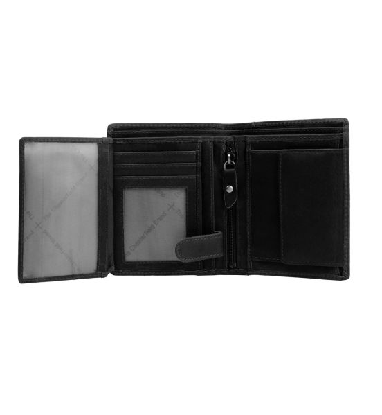 Ανδρικό Δερμάτινο Πορτοφόλι Chesterfield Ethel C08.040200 Μαύρο Όρθιο Vintage – Wax Pull Up με RFID Προστασία