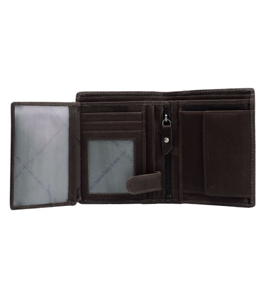 Ανδρικό Δερμάτινο Πορτοφόλι Chesterfield Ethel C08.040201 Καφέ Όρθιο Vintage – Wax Pull Up με RFID Προστασία