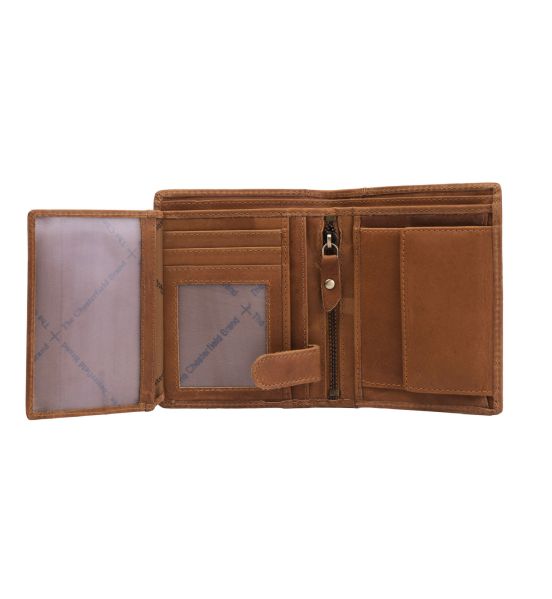 Ανδρικό Δερμάτινο Πορτοφόλι Chesterfield Ethel C08.040231 Κονιάκ Όρθιο Vintage – Wax Pull Up με RFID Προστασία