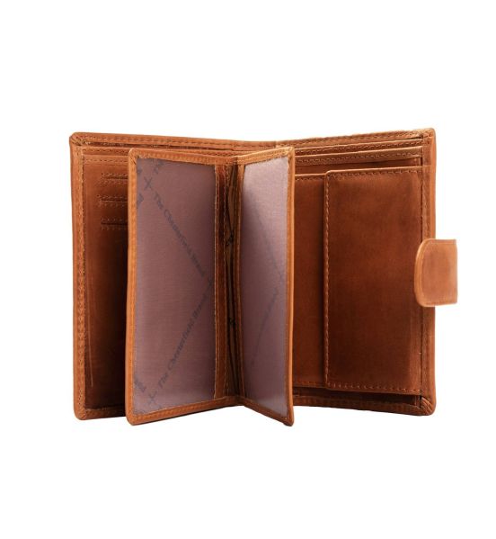 Δερμάτινο Ανδρικό Πορτοφόλι Όρθιο Chesterfield C08.040531 Κονιάκ με RFID Προστασία & Κούμπωμα – Premium
