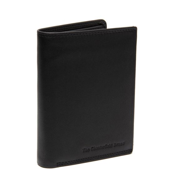 Δερμάτινο Ανδρικό Πορτοφόλι Όρθιο Chesterfield Leroy C08.053000 Μαύρο με RFID Προστασία – Premium Soft Nappa Δέρμα