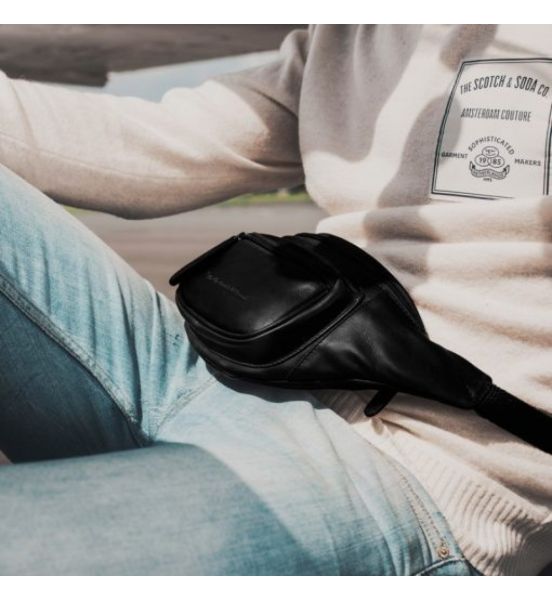 Δερμάτινο Τσαντάκι Μέσης Chesterfield Jack C23.000100 Μαύρο – Pull-Up Δέρμα – Πρακτικό & Κομψό
