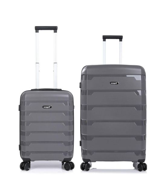 Σετ 2 Βαλίτσες (Καμπίνας & Μεσαία) Seagull SG180 Γκρι | Άθραυστο Πολυπροπυλένιο, με Επέκταση & Ρόδες