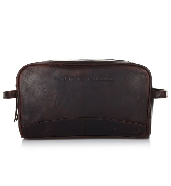 Δερμάτινο Νεσεσέρ Chesterfield Stacey C08.016501 Καφέ – Wax Pull Up για Ταξίδι με 2 Χώρους – Premium Ποιότητα