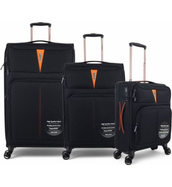 Σετ Βαλίτσες Τριάδα Υφασμάτινες (S, M, L) Diplomat Venice ZC6101 Μαύρο | Premium με Επέκταση & Διπλές Ρόδες