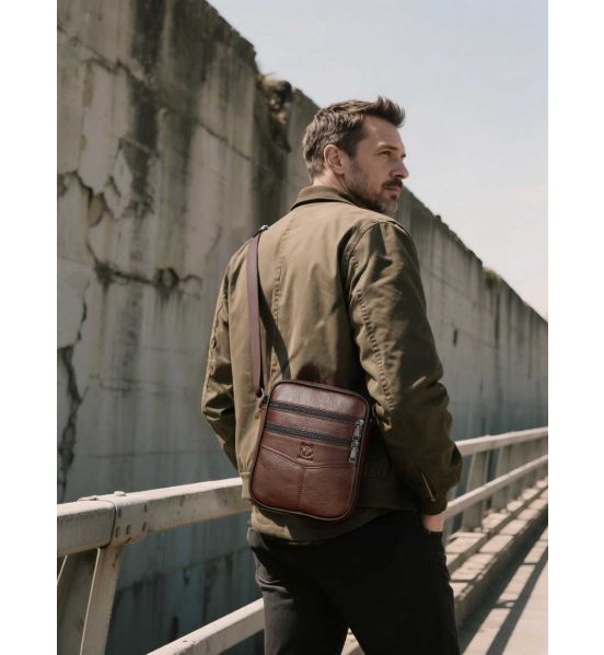 Δερμάτινο Ανδρικό Τσαντάκι Ώμου Bull Captain DJB 030  Καφέ Minimal – Διαχρονικό Στυλ & Άνεση