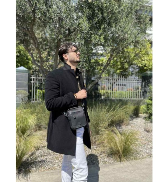 Ανδρικό Δερμάτινο Τσαντάκι Ώμου Bull Captain DJB 015L Μαύρο | Vintage Δέρμα | Μικρό για Κινητό και Πορτοφόλι.