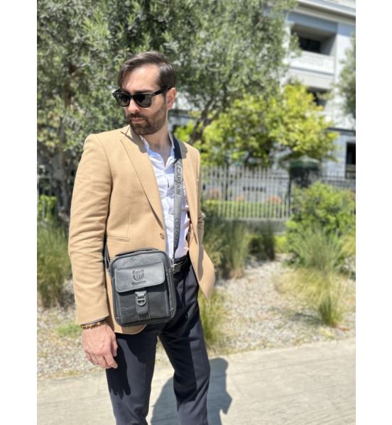 Δερμάτινο Ανδρικό Τσαντάκι Ώμου Bull Captain DJB 038 Μαύρο 3L – Vintage Δέρμα Παλαίωσης & Compact