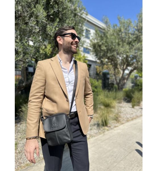 Δερμάτινο Δερμάτινο Τσαντάκι Ώμου Bull Captain DJB 07 Μαύρο | Vintage Δέρμα 3L & 4 Εξωτερικές Θήκες